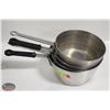 Image 1 : LOT OF 4  ASSORTED SIZE SAUCE PANS. SIZES RANGE