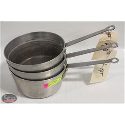 LOT OF 3 ALUMINUM 4QT SAUCE PANS