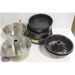 LOT OF 6 ASSORTED SIZE SPRINGFORM CAKE PANS W/ 4