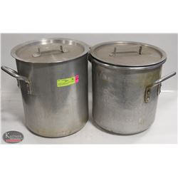LOT OF 2 APPROX. 15 QT ALUMINUM STOCK POTS W/ LIDS