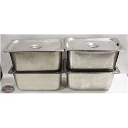 LOT OF FOUR 1/3 SIZE S/S INSERTS W/ LIDS - 6"