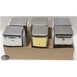 LOT OF 6 STAINLESS STEEL NAPKIN DISPENSERS