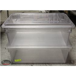 2 RUBBERMAID MAX BOX FOOD GRADE TUBS W/ LIDS