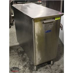 BAXTER STAINLESS STEEL ROLLING BIN W/ SLIDING TOP