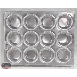 LOT OF 3 NEW ALUMINUM WINCO 12 CUP MUFFIN PANS