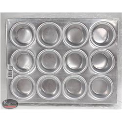 LOT OF 3 NEW ALUMINUM WINCO 12 CUP MUFFIN PANS