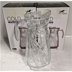 LOT OF 2 NEW 1800ML GLASS PITCHERS W/ LIDS