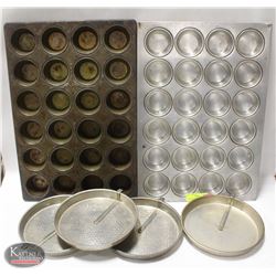 LOT OF TWO 24-MUFFIN PANS & 4-9" CAKE FORMS