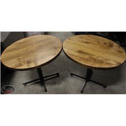 TWO OVAL SOLID WOOD-TOP COMMERCIAL TABLES