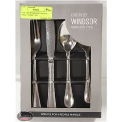 NEW 16PC WINDSOR STAINLESS STEEL CUTLERY SET