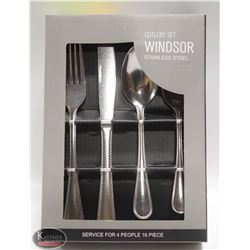 NEW 16PC WINDSOR STAINLESS STEEL CUTLERY SET