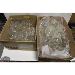 2 BOXES OF ASSORTED WINE GLASSES & DESSERT SERVERS