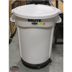 WHITE BIG BRUTE CONTAINER COMPLETE W/ LID & CART