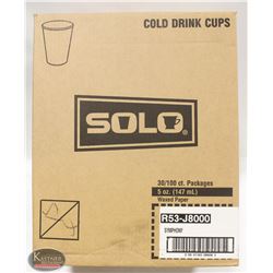 CASE OF 3000 SOLO WAXED PAPER 5OZ CUPS