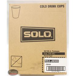 CASE OF 3000 SOLO WAXED PAPER 5OZ CUPS