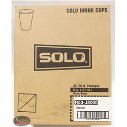 CASE OF 3000 SOLO WAXED PAPER 5OZ CUPS