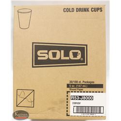 CASE OF 3000 SOLO WAXED PAPER 5OZ CUPS