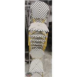 GROUP OF 8 WHITE & BLACK NYLON WEAVE CHAIRS W/