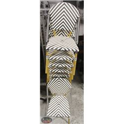 GROUP OF 8 WHITE & BLACK NYLON WEAVE CHAIRS W/