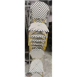 GROUP OF 8 WHITE & BLACK NYLON WEAVE CHAIRS W/