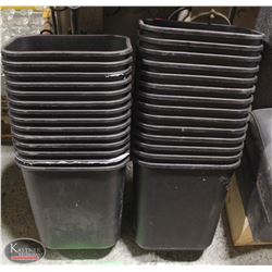 2 STACKS OF RUBBERMAID PERSONAL SIZE TRASH CANS