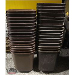 2 STACKS OF PLASTIC PERSONAL SIZE TRASH CANS