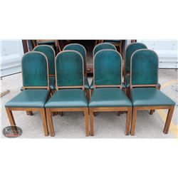 LOT OF 8 WOOD PADDED DINING CHAIRS