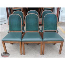 LOT OF 6 WOOD PADDED DINING CHAIRS