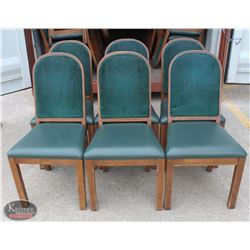 LOT OF 6 WOOD PADDED DINING CHAIRS