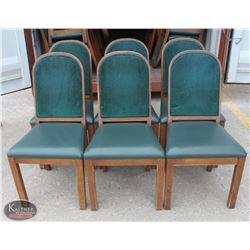 LOT OF 6 WOOD PADDED DINING CHAIRS