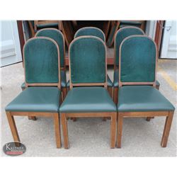 LOT OF 6 WOOD PADDED DINING CHAIRS