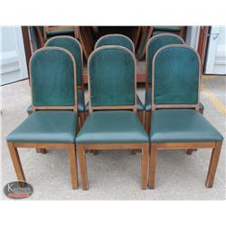 LOT OF 6 WOOD PADDED DINING CHAIRS