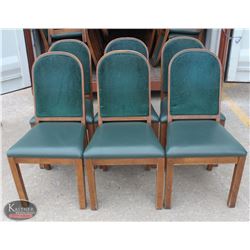 LOT OF 6 WOOD PADDED DINING CHAIRS