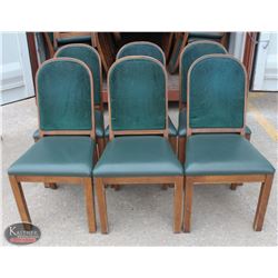 LOT OF 6 WOOD PADDED DINING CHAIRS