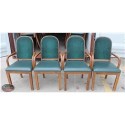 LOT OF 4 WOOD PADDED ARMCHAIRS