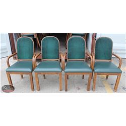 LOT OF 4 WOOD PADDED ARMCHAIRS