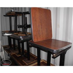 LOT OF 7 METAL RIMMED DINING TABLES. 28"X24"x29"