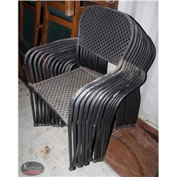 STCK OF 12 BLACK METAL PATIO CHAIRS