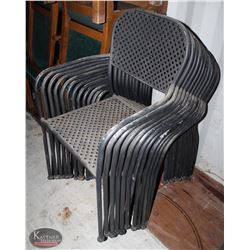 STCK OF 12 BLACK METAL PATIO CHAIRS