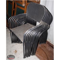 STCK OF 12 BLACK METAL PATIO CHAIRS