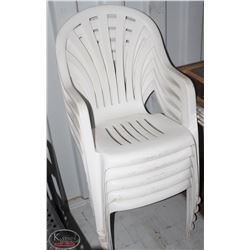 STACK OF 5 WHITE PATIO CHAIRS