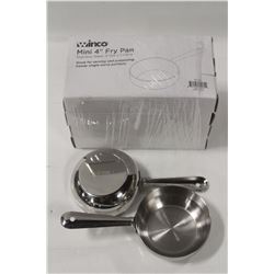 LOT OF 4 NEW WINCO 4" S/S MINI FRY PANS