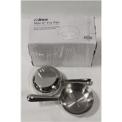 LOT OF 4 NEW WINCO 4" S/S MINI FRY PANS