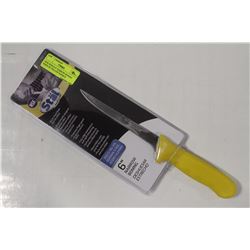 NEW WINCO 6" NARROW BONING KNIFE W/ YELLOW HANDLE