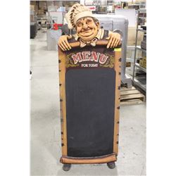 "MENU FOR TODAY" STAND W/ 20" X 37" CHALKBOARD.
