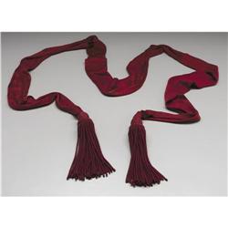 Confederate Officer's Crimson Red Sash 