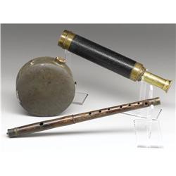 3 Civil War Period Relics Fife, T'Scope, Canteen 