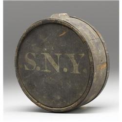 Early "SNY" Wooden Canteen. 7.25" x 3" 