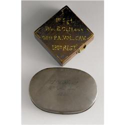 Civil War Engraved Snuffbox and Compass 