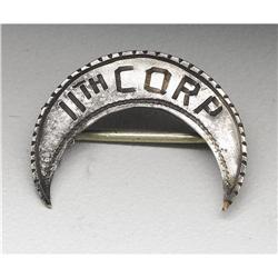 Pair ¾" Silver 11th Corps Pins Engr. "11th Corp" 